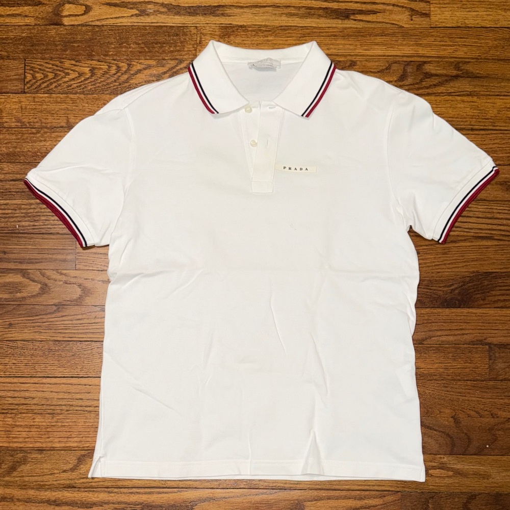 Prada White Polo with Red Accents